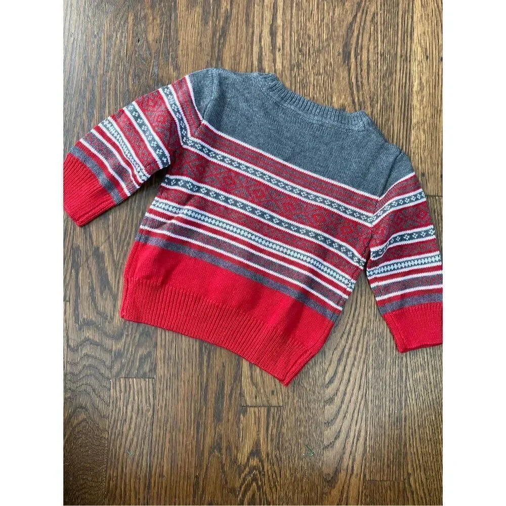 NEW GYMBORee Baby 6-12 Months Red Fair Isle Sweater